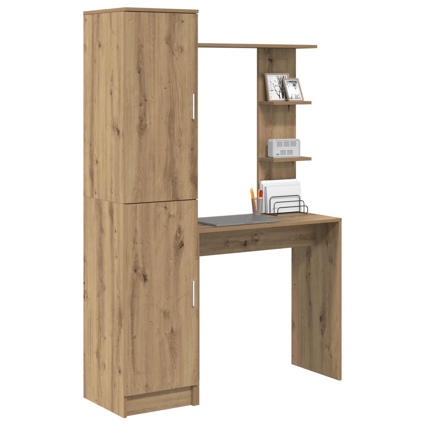 vidaXL Γραφείο με αποθηκευτικό χώρο με ράφι 2 pcs artisan δρυς