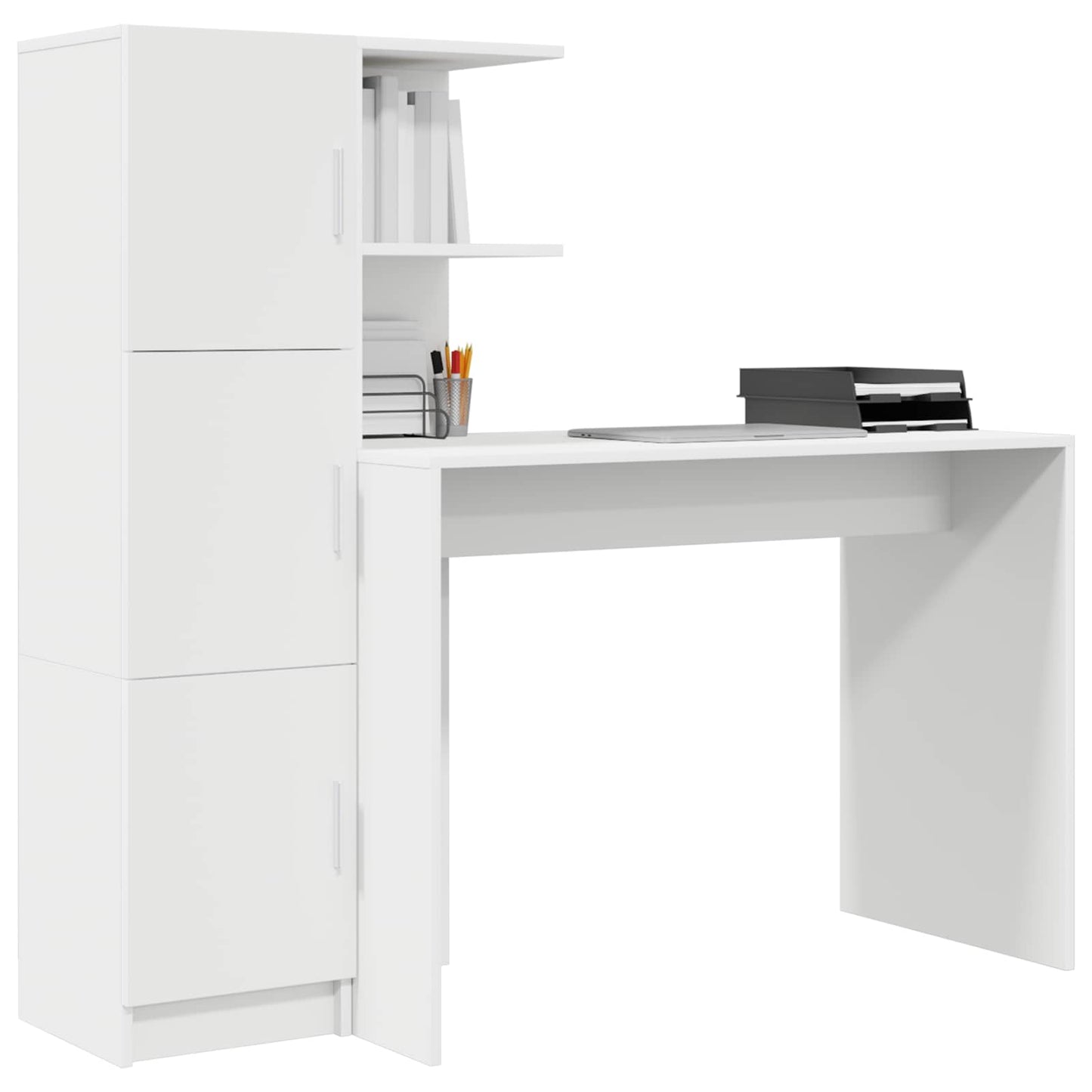 vidaXL Γραφείο με αποθηκευτικό χώρο 2 pcs Λευκό 102 x 50 x 124 εκ.