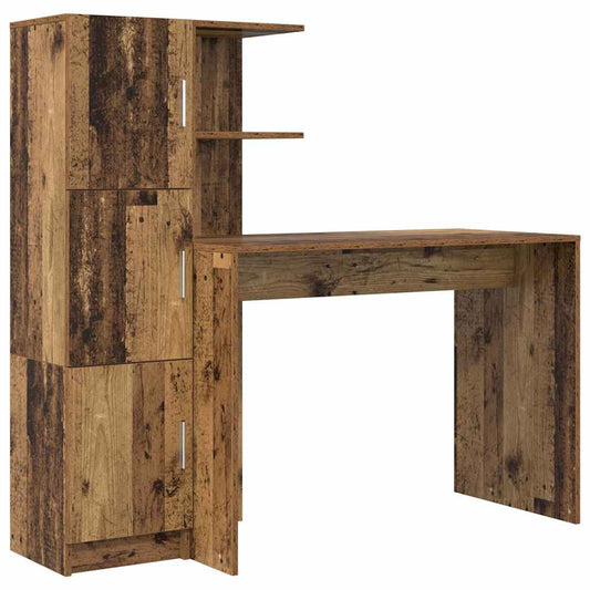 vidaXL Γραφείο με αποθηκευτικό χώρο με ράφι με πόρτα 2 pcs Παλιό Ξύλο