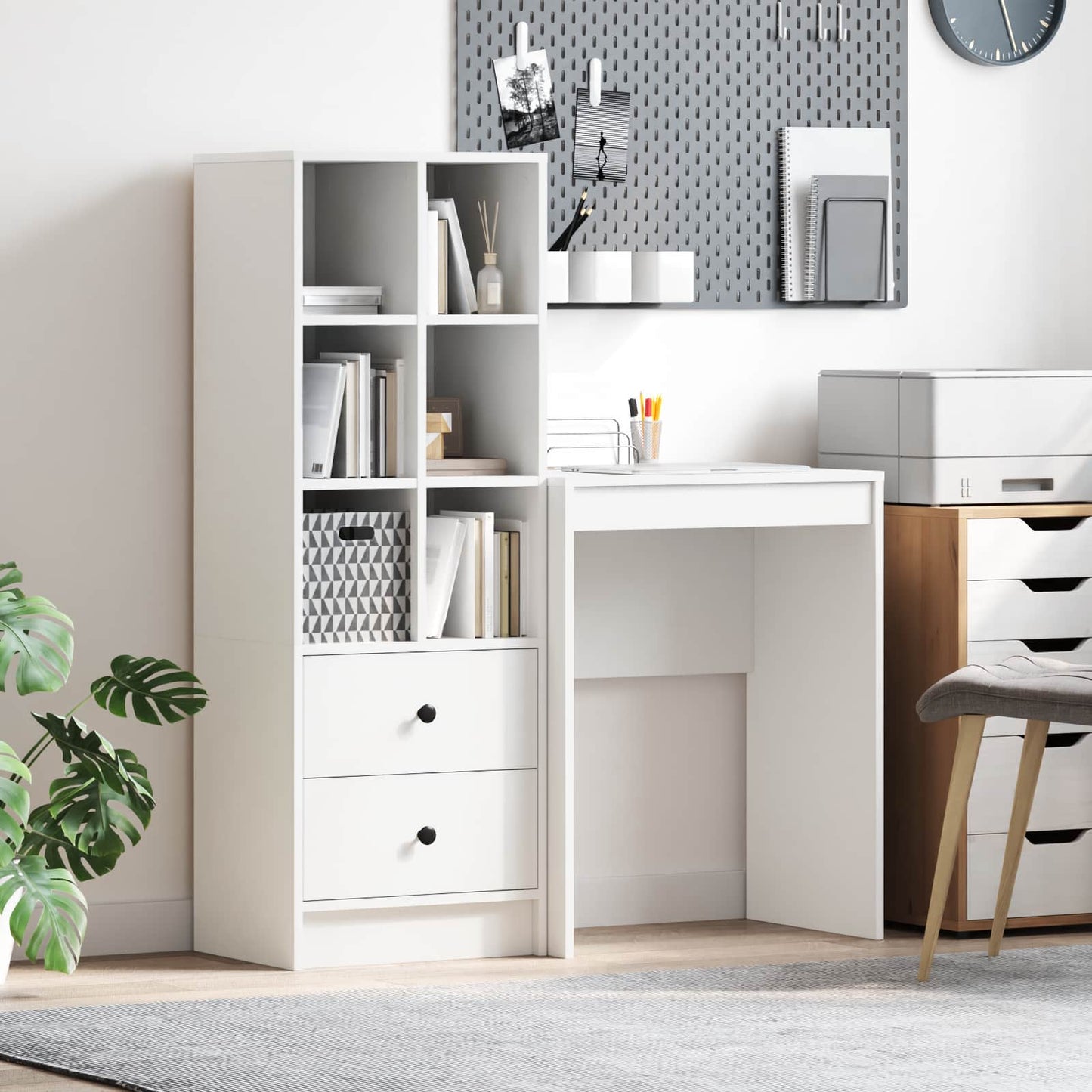 vidaXL Γραφείο Λευκό 105,5 x 34 x 127 εκ 2 τμχ.