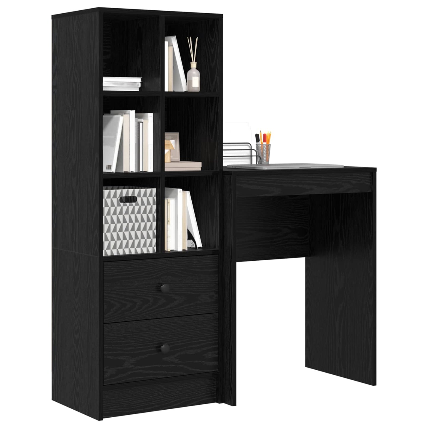 vidaXL Γραφείο Μαύρη Οξυά 105,5 x 34 x 127 εκ 2 τμχ.