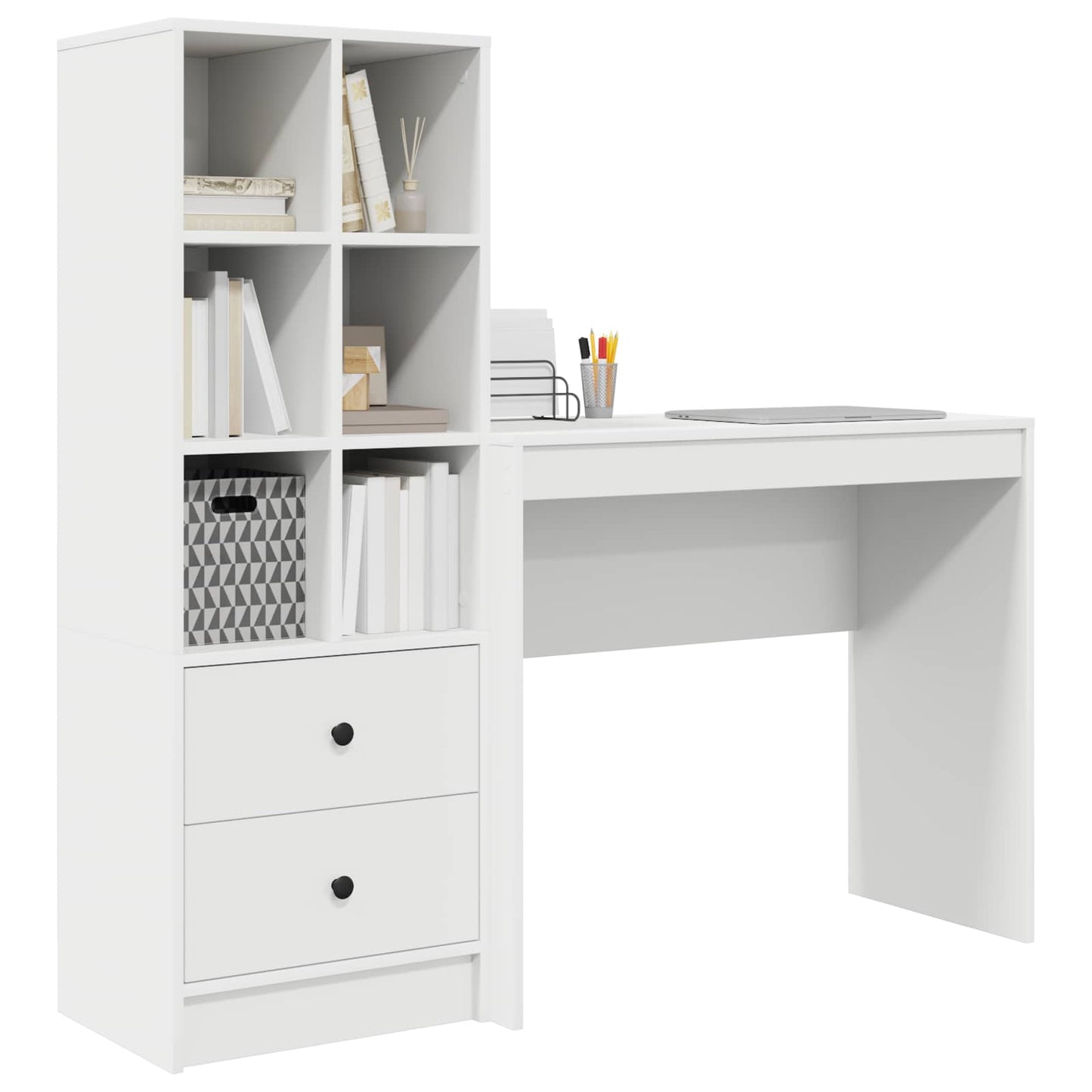 vidaXL Γραφείο Λευκό 135,5 x 40 x 127 εκ 2 τμχ.