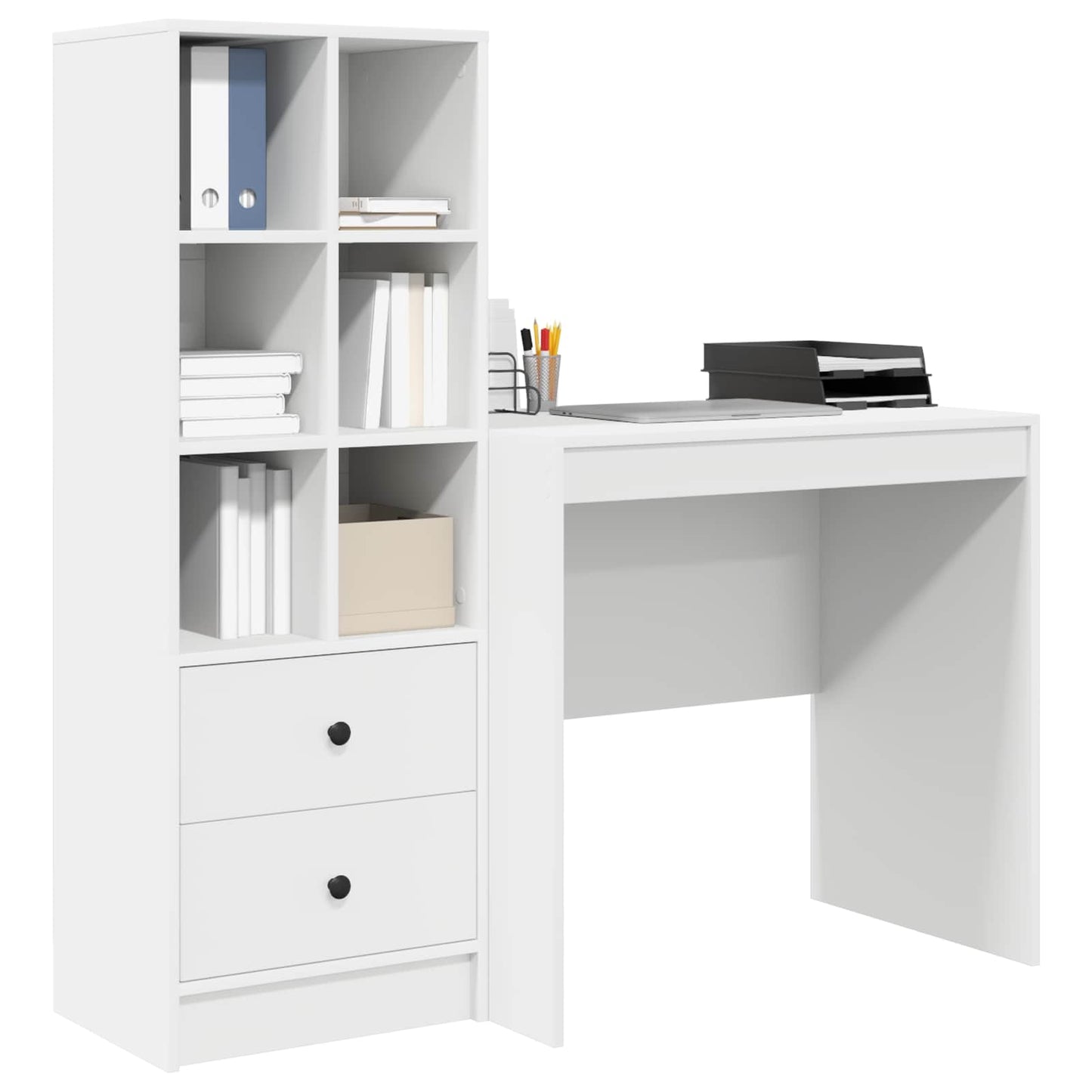 vidaXL Γραφείο Λευκό 125,5 x 50 x 127 εκ 2 τμχ.