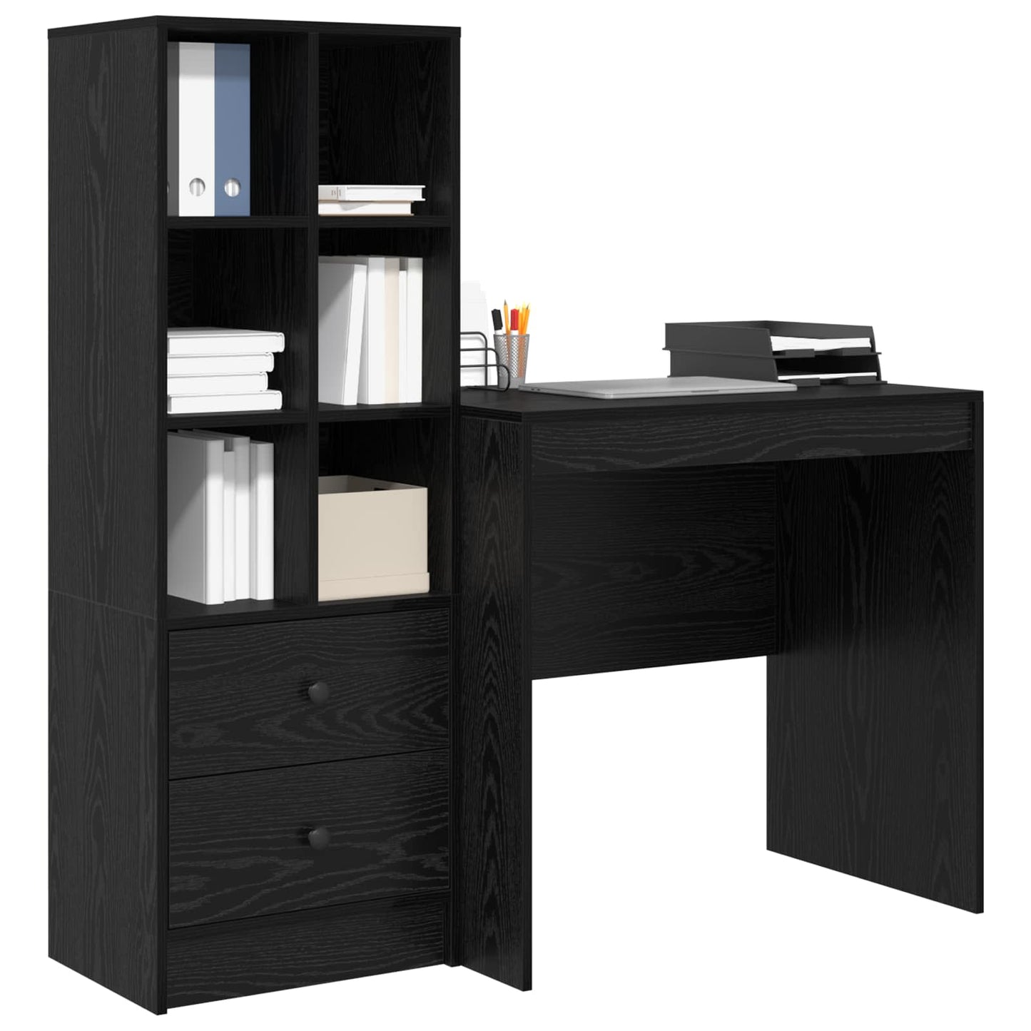 vidaXL Γραφείο Μαύρη Οξυά 125,5 x 50 x 127 εκ 2 τμχ.