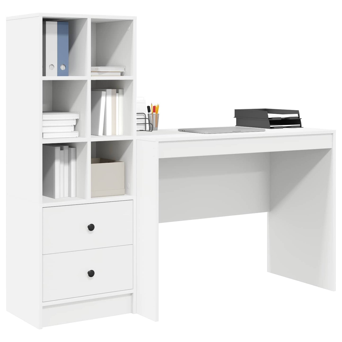 vidaXL Γραφείο Λευκό 145.5 x 50 x 127 εκ 2 τμχ.