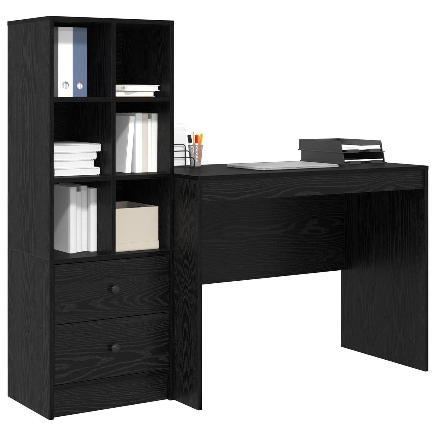 vidaXL Γραφείο Μαύρη Οξυά 145.5 x 50 x 127 εκ 2 τμχ.