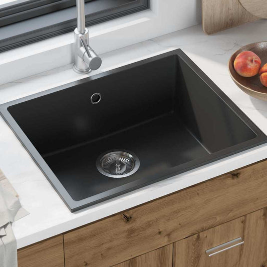 vidaXL Σιντρινο κουζίνας Μαύρο 54 x 44 x 20 εκ. Γρανίτης