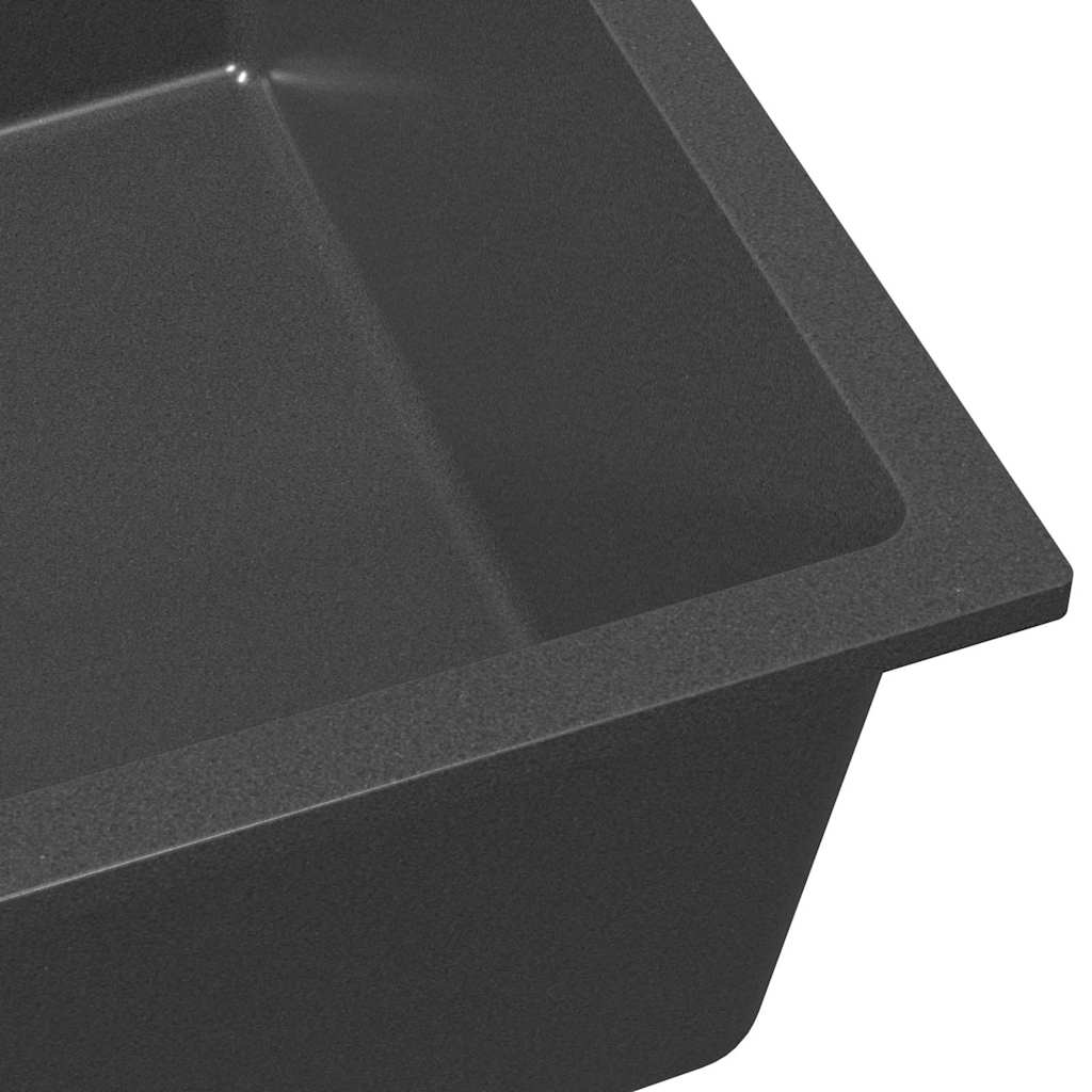 vidaXL νεροχύτης κουζίνας με υπερχείλιση σε γκρι γρανίτη