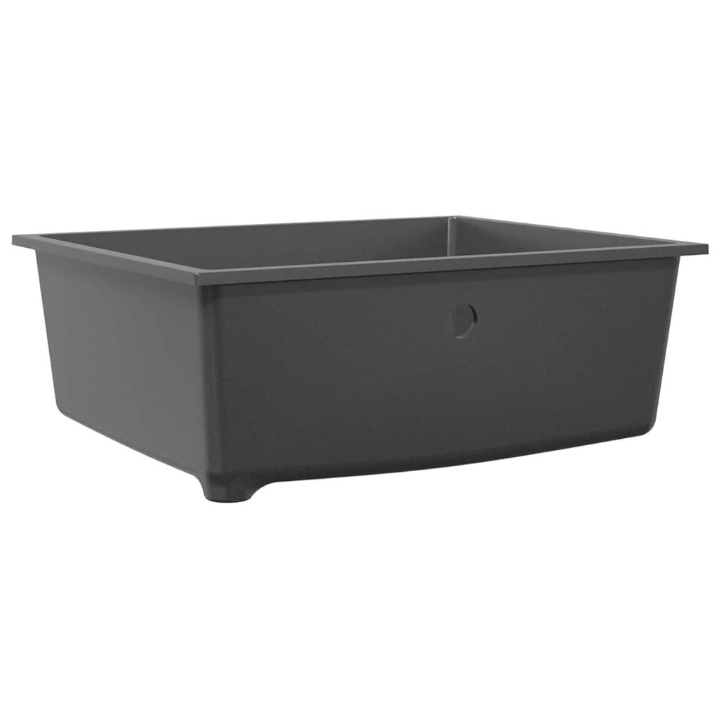 vidaXL νεροχύτης κουζίνας με υπερχείλιση σε γκρι γρανίτη