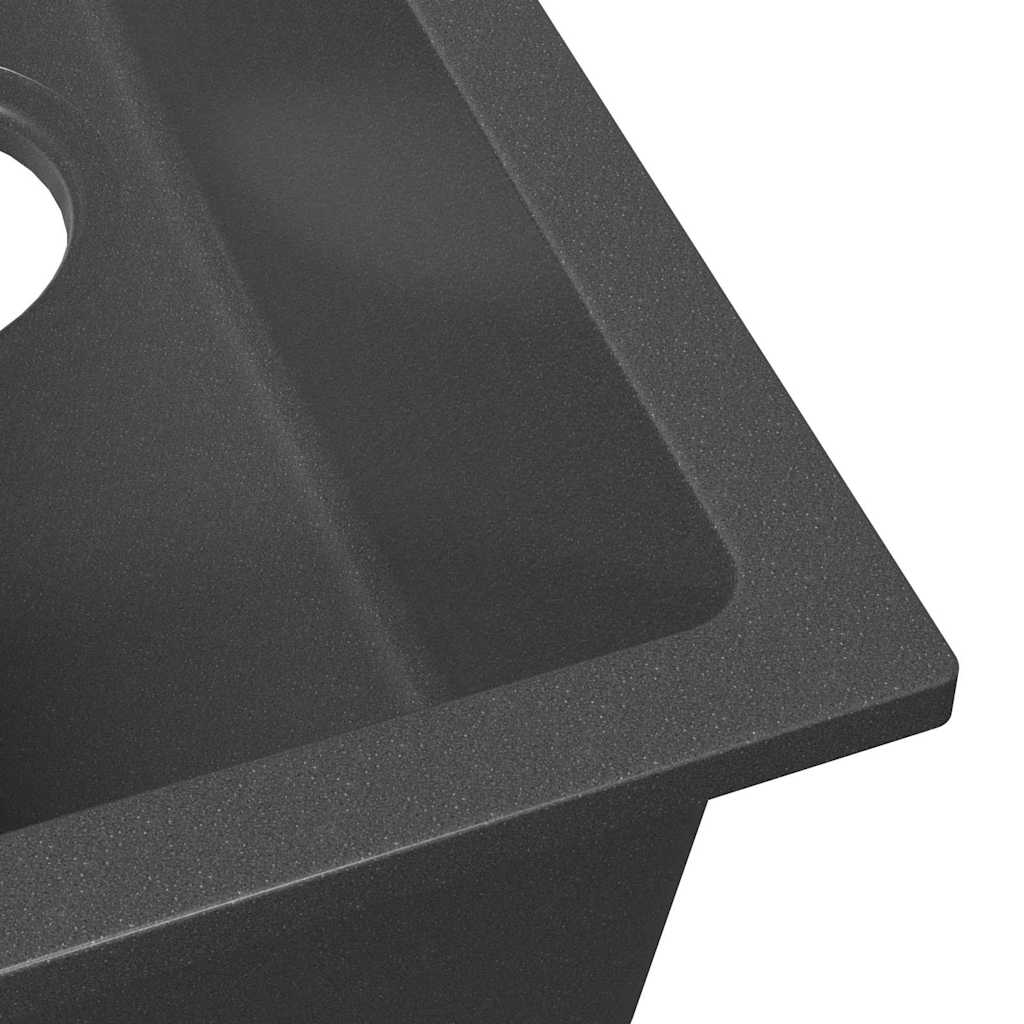 vidaXL Νιπτήρας Κουζίνας με Τρύπα Υπερχείλισης Γκρι Γρανίτης