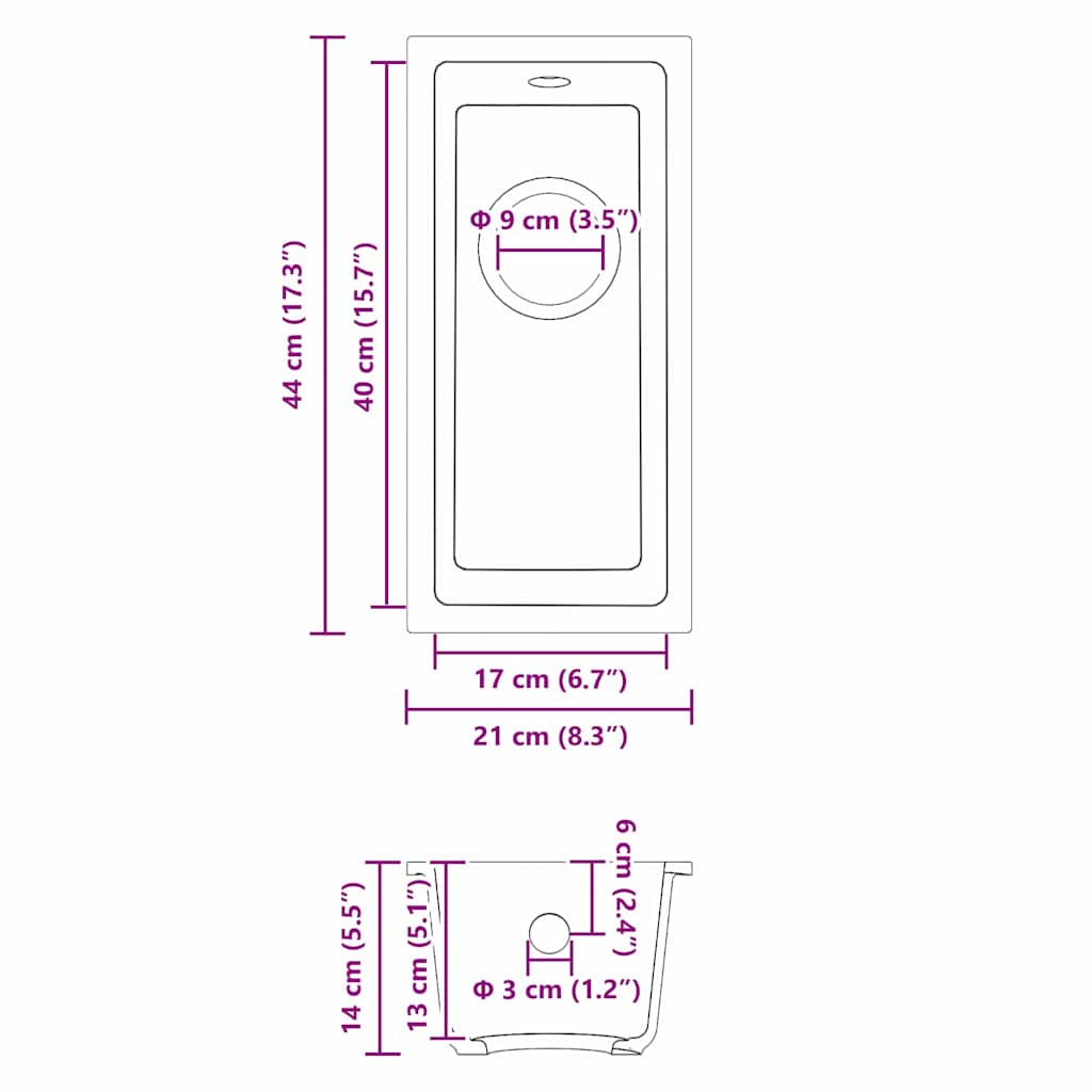 vidaXL Νιπτήρας Κουζίνας με Τρύπα Υπερχείλισης Γκρι Γρανίτης