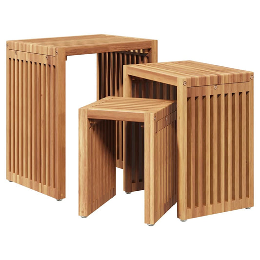 vidaXL Κουμπωτό σετ Πλευρικών Τραπεζιών 3 pcs Καφέ 33 x 44.5 x 51 εκ