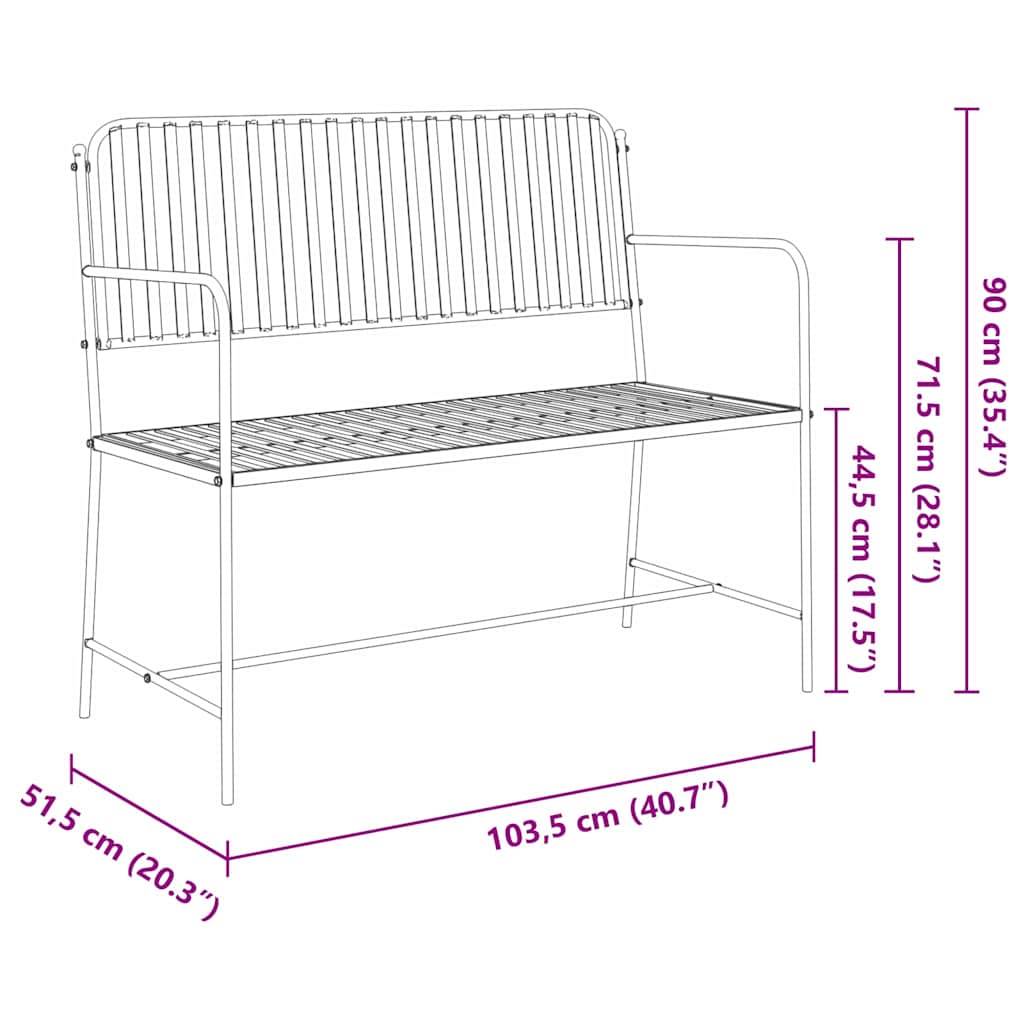 vidaXL Παγκάκι κήπου Απλό Λευκό 103,5 x 51,5 x 90 εκ. Ατσάλι