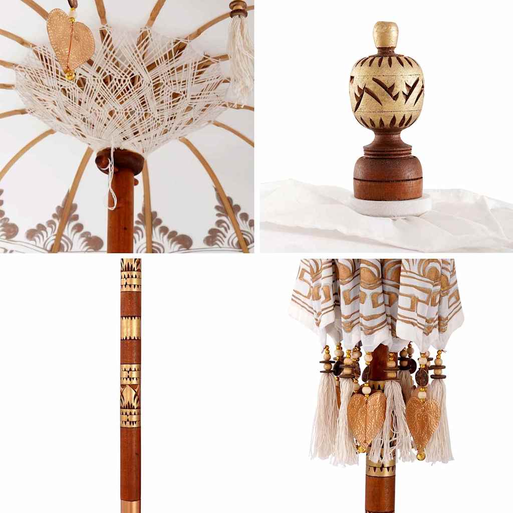 vidaXL Μπαλινέζικη Ομπρέλα Κρεμ 95 x 95 x 260 εκ. Βαμβάκι