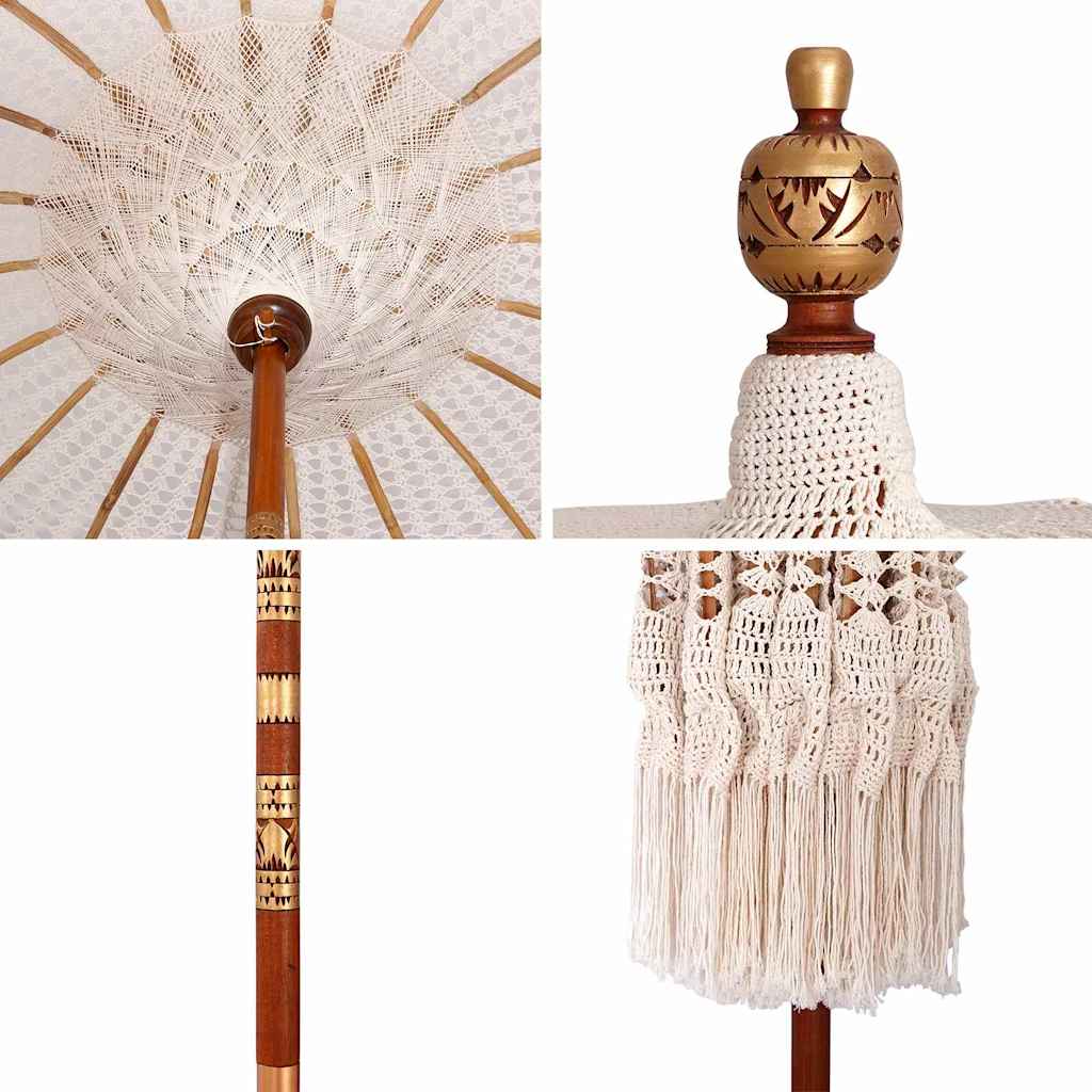 vidaXL Παράσολα Μακραμέ Κρεμ 190 x 190 x 260 εκ Βαμβάκι