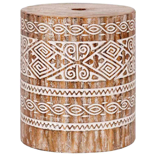 vidaXL Βάση ομπρέλας Άλλο λευκό και πλυμένο Ø34 x 40 εκ Μασίφ ξύλο