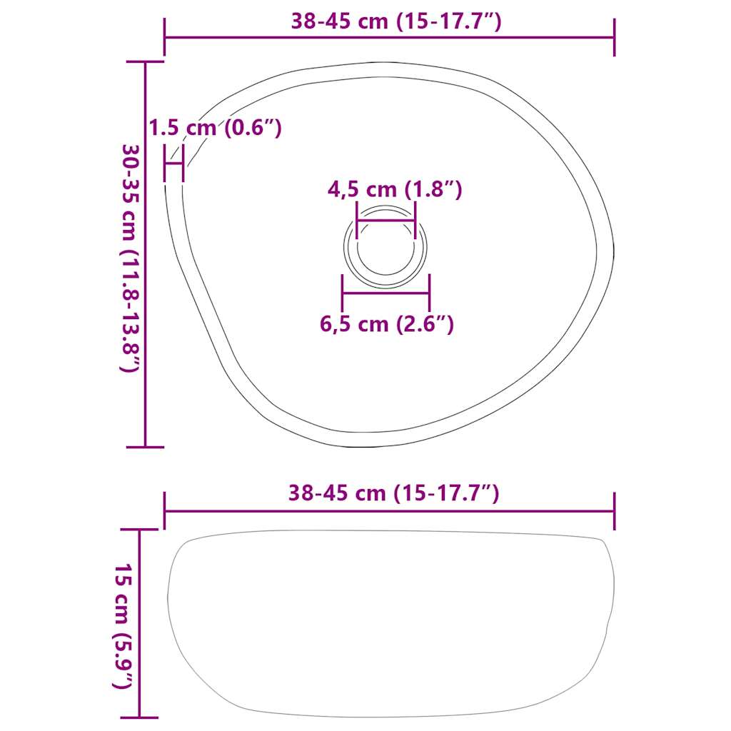 vidaXL Λεκάνη Ανοιχτό γκρι (38-45) x (30-35) x 15 εκ. Πέτρα Ποταμού