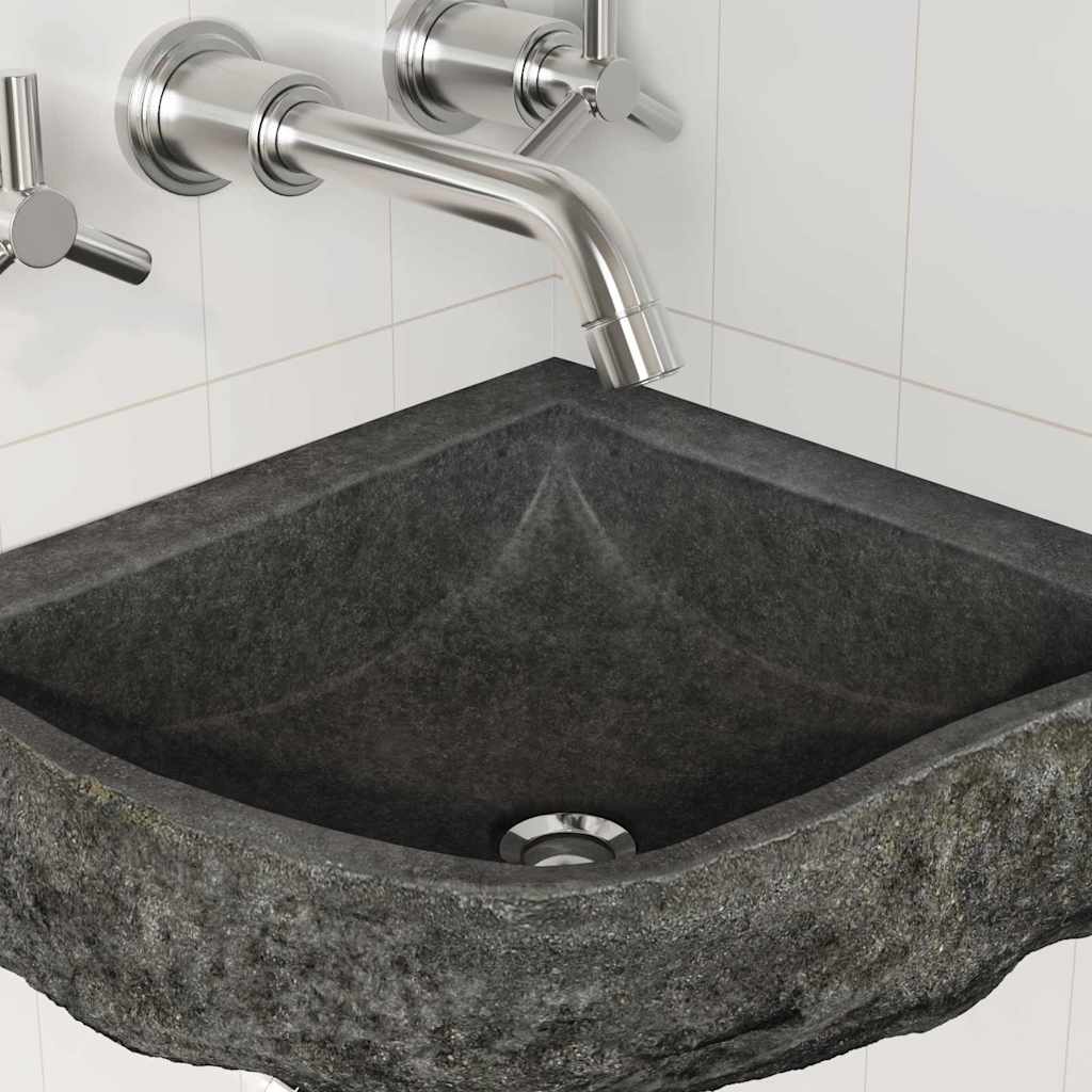 vidaXL Κρεμαστή Γωνιακή Λεκάνη Γκρι (30-37) x (30-37) x 12 εκ.