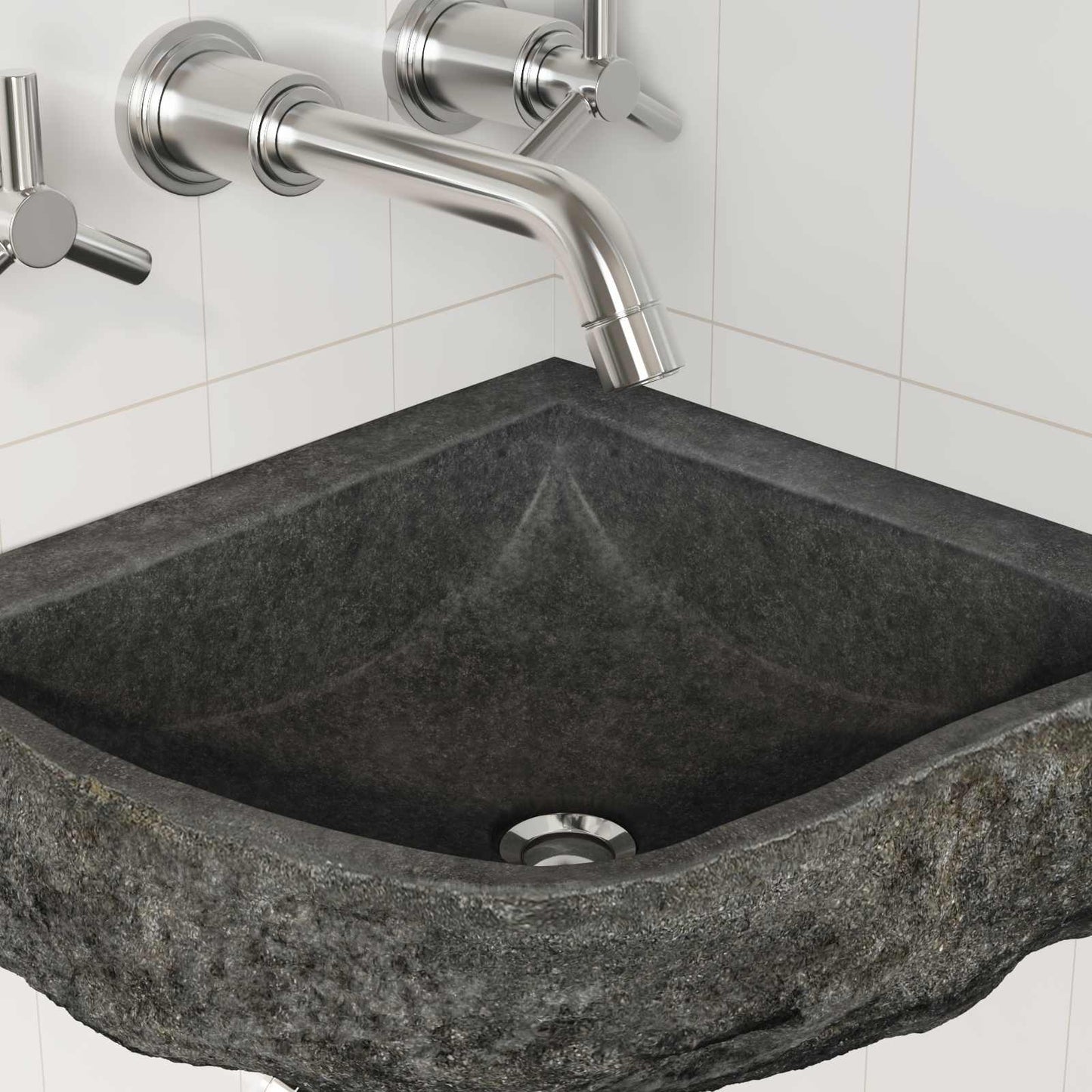 vidaXL Λεκάνη Γκρι (30-37) x (30-37) x 12 εκ. Πέτρα Ποταμού