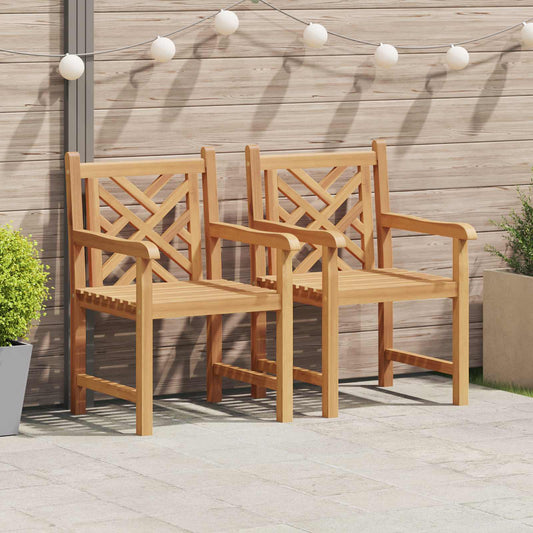 vidaXL Καρέκλα Κήπου 2 pcs 60 x 58 x 90 εκ Στερεό Ξύλο Τίκ