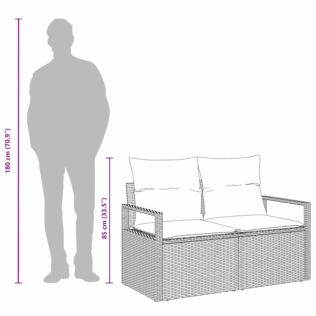 vidaXL Καναπές Κήπου με μαξιλάρι Μαύρο 120 x 62 x 69εκ συνθετικό ρατάν