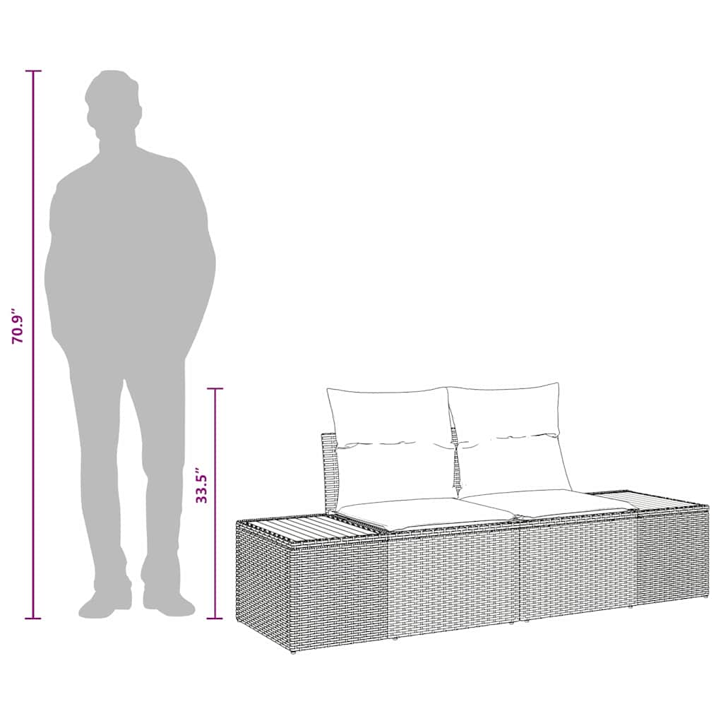 vidaXL Καναπές Κήπου Μαύρο 184 x 62 x 85εκ συνθετικό ρατάν