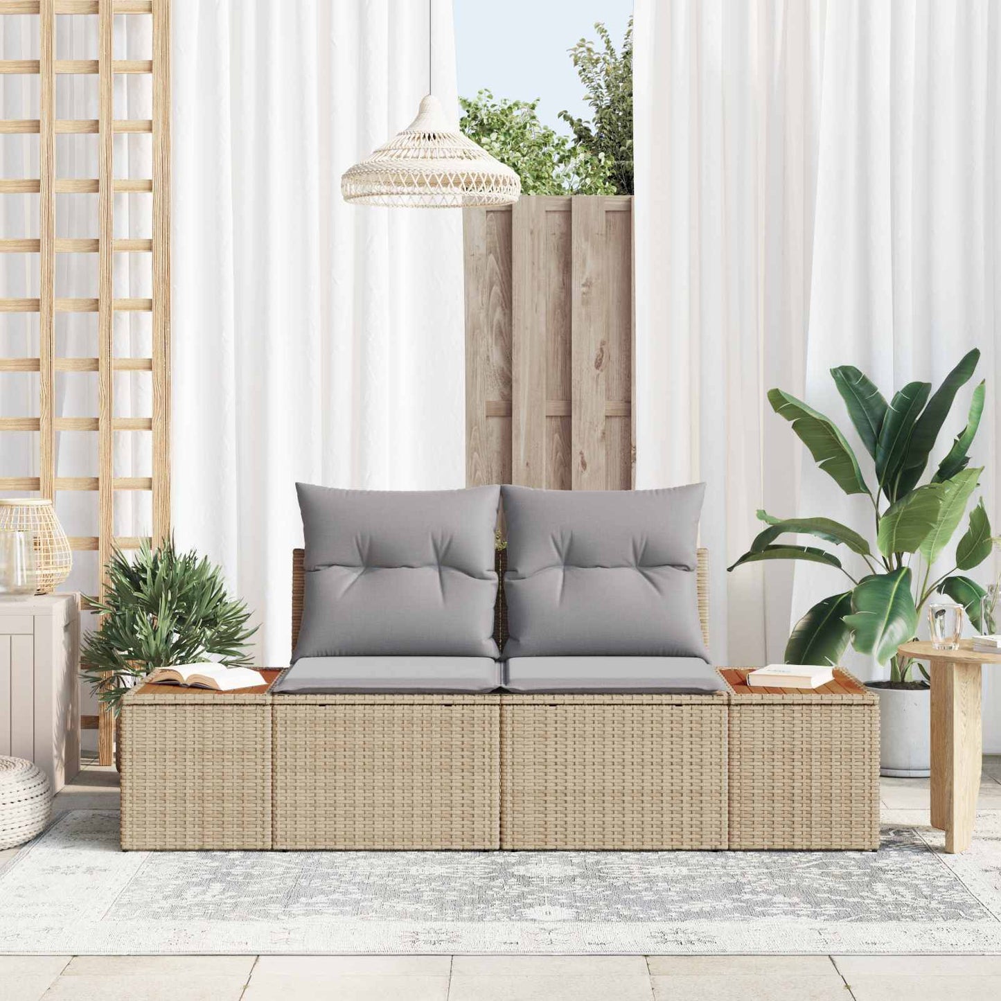 vidaXL Καναπές Κήπου Μπεζ 184 x 62 x 85εκ συνθετικό ρατάν