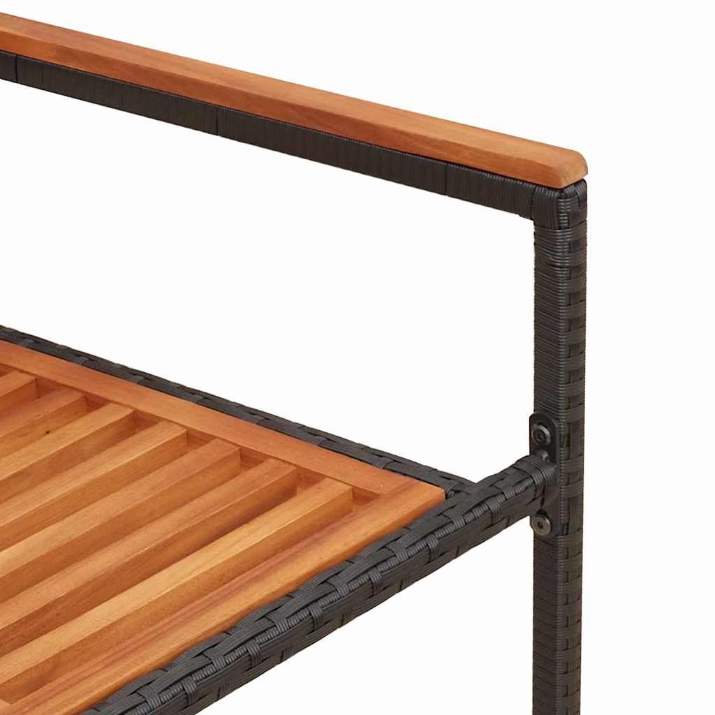 vidaXL Στοίβαξιμες Καρέκλες Κήπου με Μαξιλάρια (2 τμχ) Μαύρες Πολυ Ράτταν