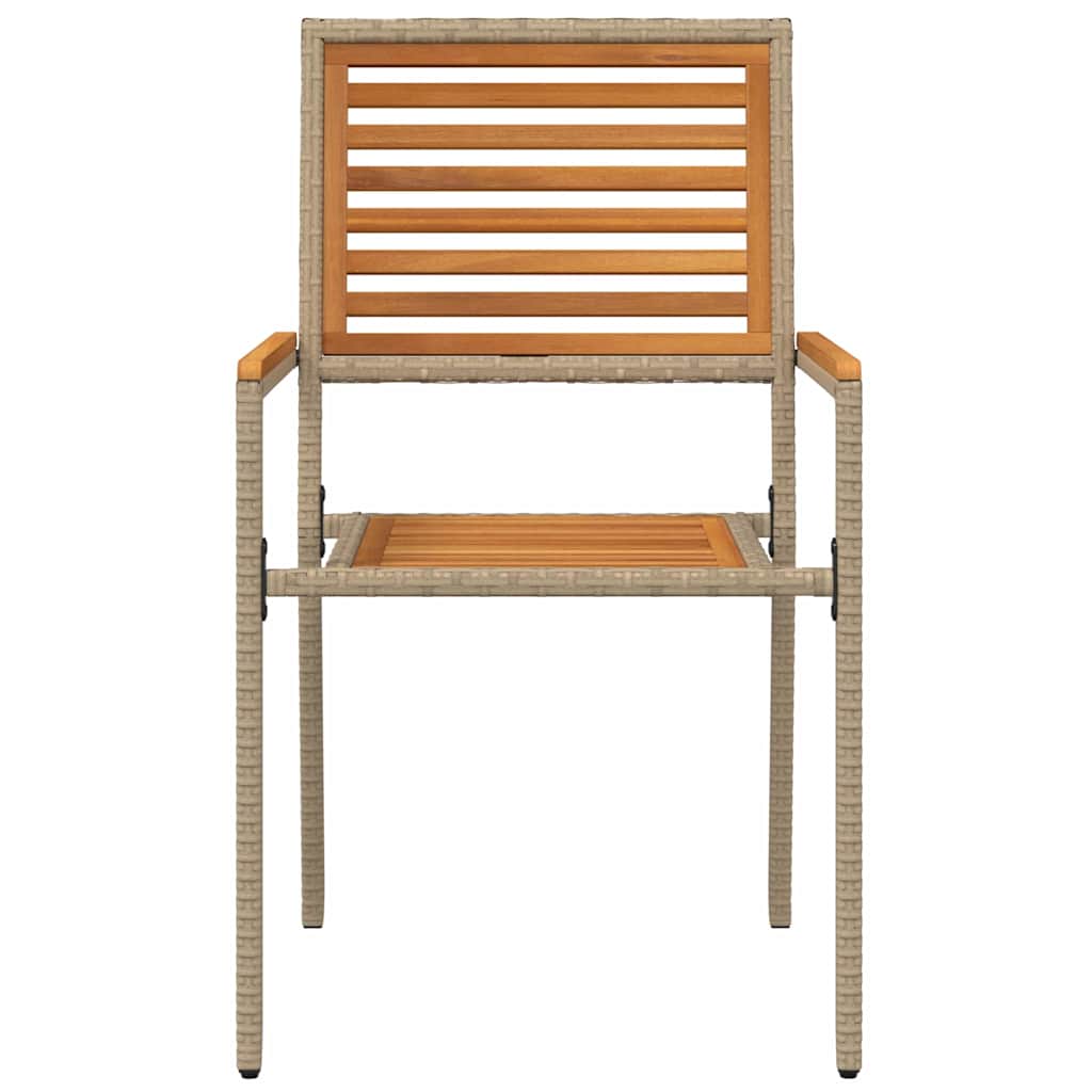 vidaXL Στοιβαζόμενες Καρέκλες Κήπου με Μαξιλάρια (2 τμχ) Μπεζ Πολυ Ράτταν