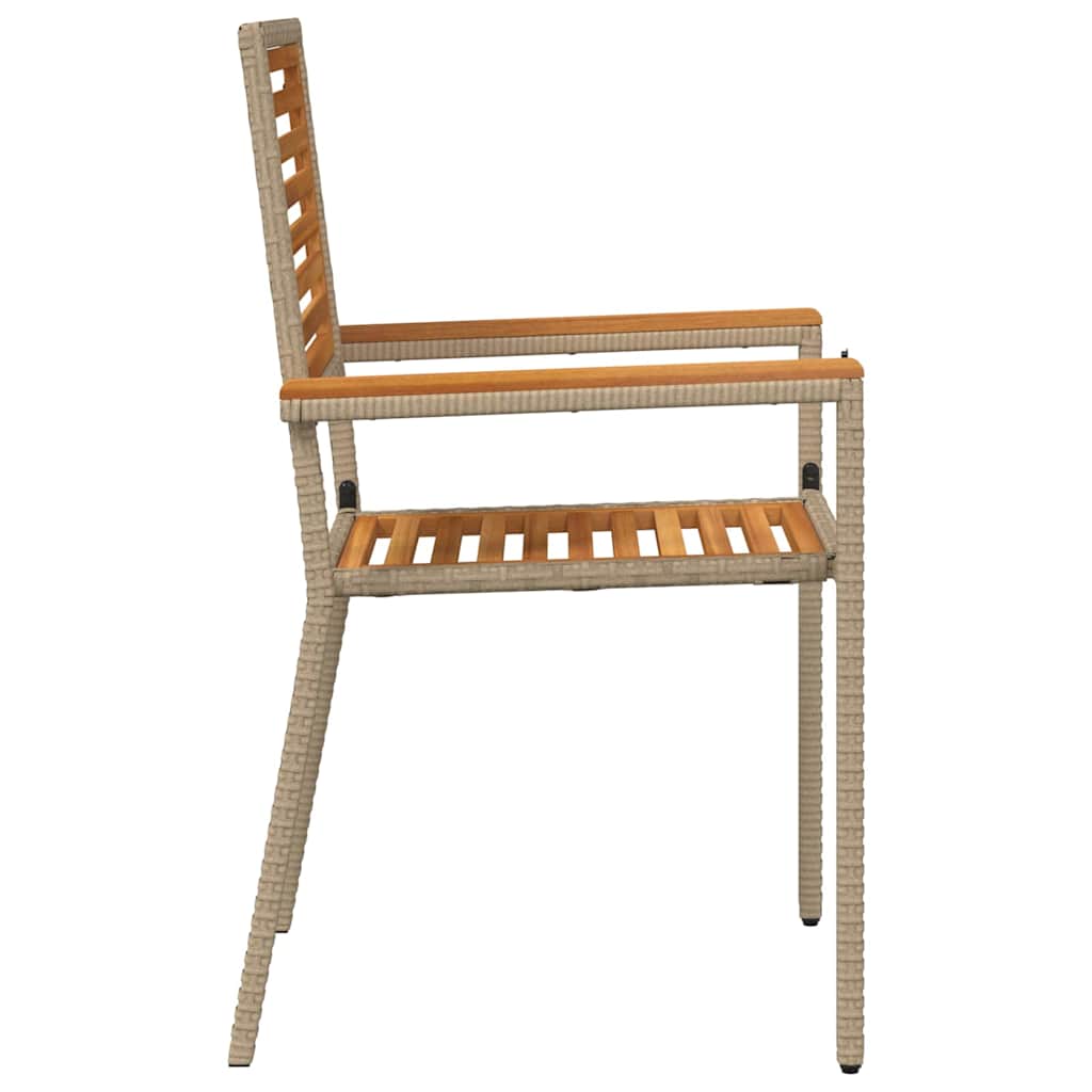 vidaXL Στοιβαζόμενες Καρέκλες Κήπου με Μαξιλάρια (2 τμχ) Μπεζ Πολυ Ράτταν