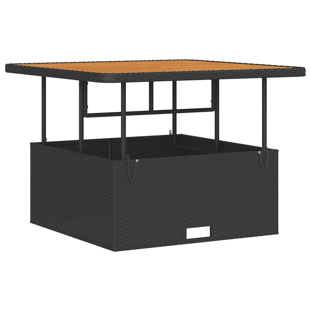 vidaXL Σέτ φαγητού για κήπο Μαύρο Πολυ ράταν