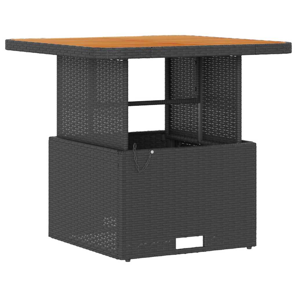 vidaXL Σέτ φαγητού για κήπο Μαύρο Πολυ ράταν