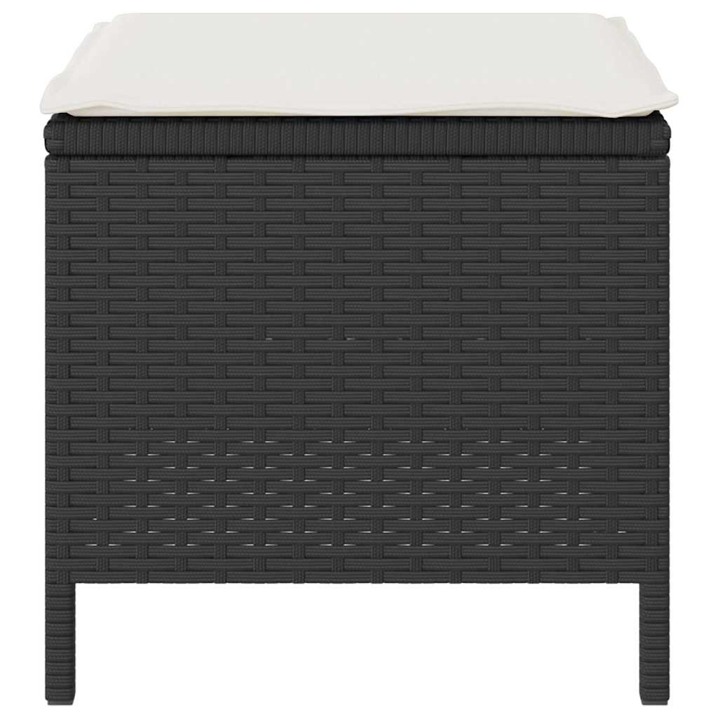 vidaXL Σέτ φαγητού για κήπο Μαύρο Πολυ ράταν