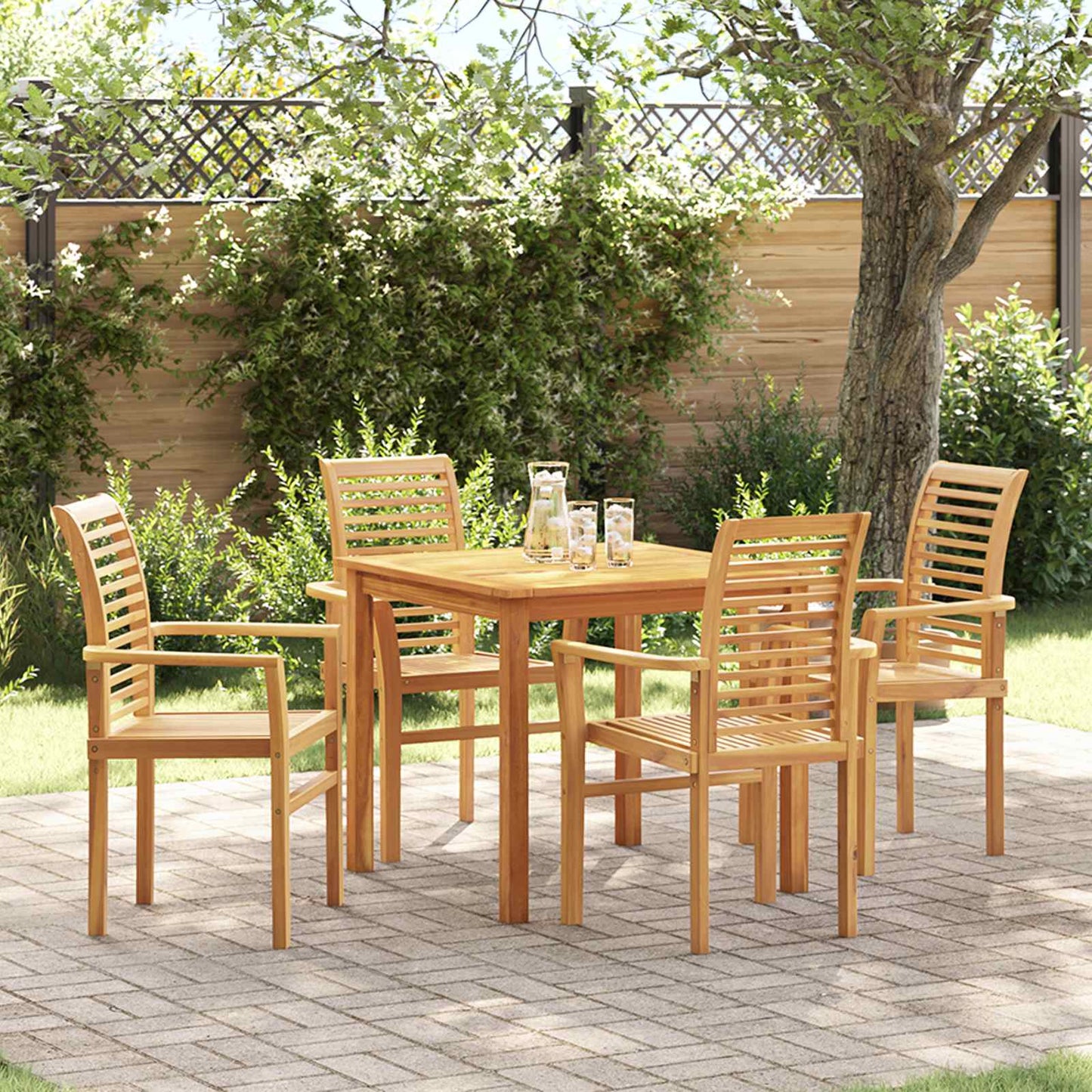 vidaXL Καρέκλα τραπεζαρίας 4 pcs Καφέ 62 x 55 x 94 εκ Στερεό Ξύλο Τίκ