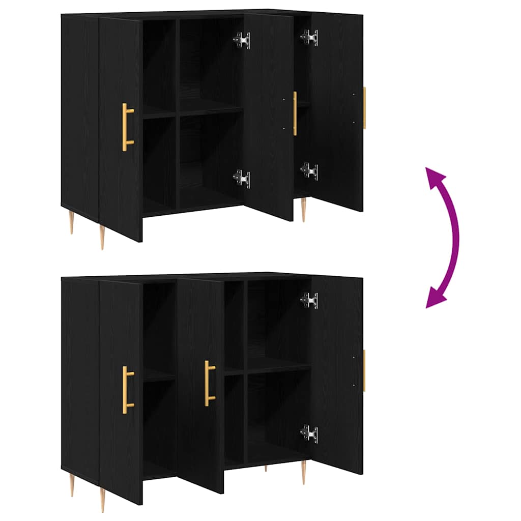 vidaXL Πλαϊνό γραφείο Μαύρη δρυς 90 x 34 x 80 εκ. Επεξεργασμένο ξύλο