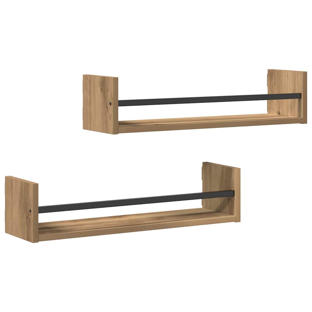 vidaXL Ράφι Τοίχου Επιτοίχιο 2 pcs Artisan Oak 60 x 16 x 14 cm