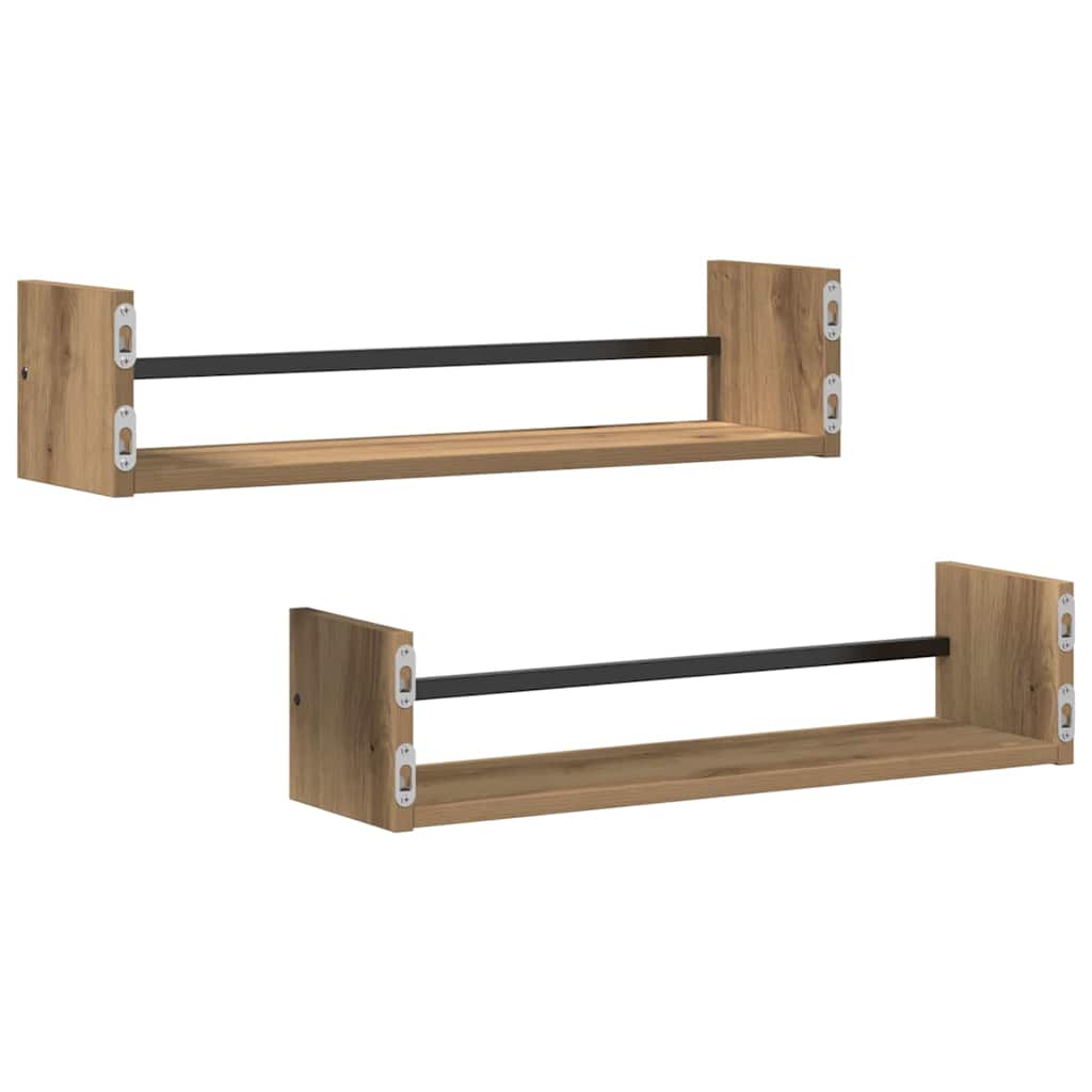 vidaXL Ράφι Τοίχου Επιτοίχιο 2 pcs Artisan Oak 60 x 16 x 14 cm