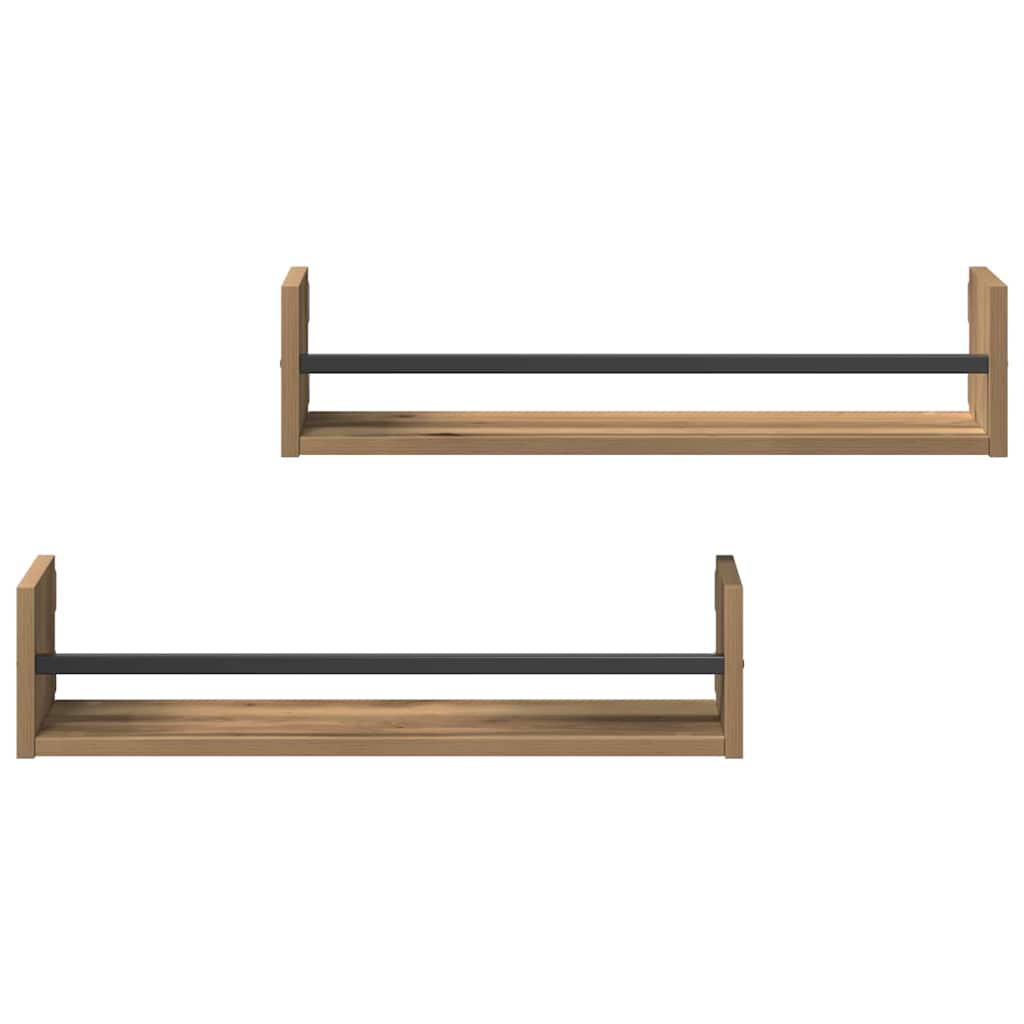vidaXL Ράφι Τοίχου Επιτοίχιο 2 pcs Artisan Oak 60 x 16 x 14 cm