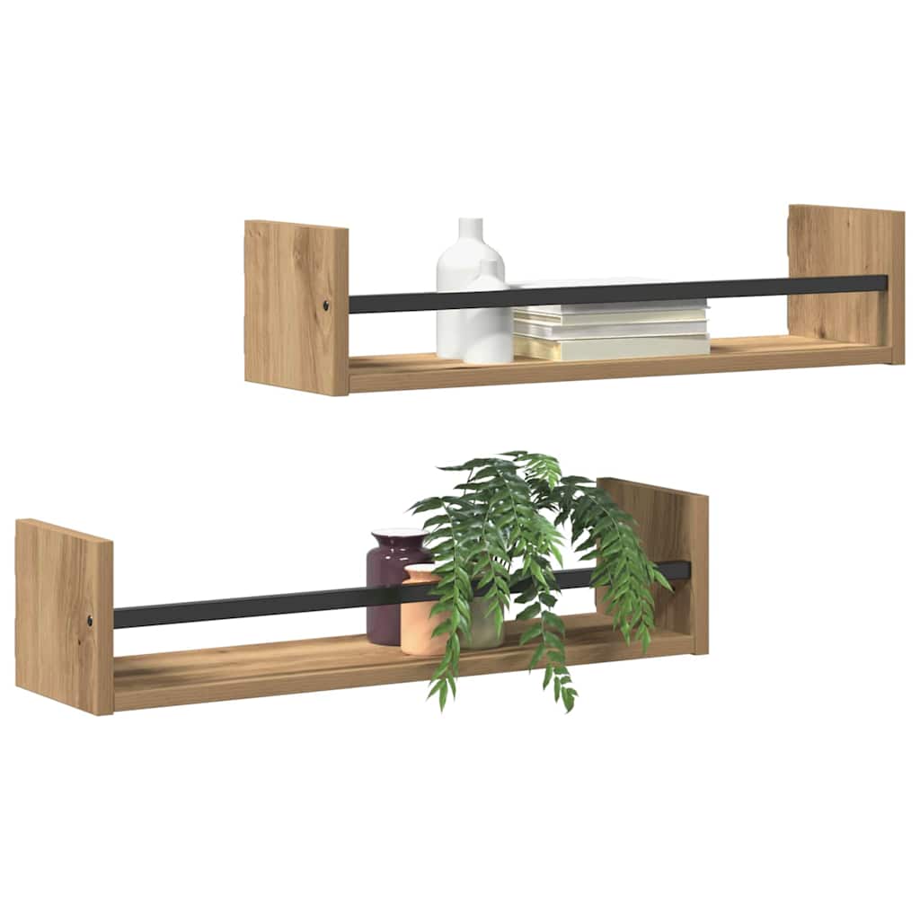 vidaXL Ράφι Τοίχου Επιτοίχιο 2 pcs Artisan Oak 60 x 16 x 14 cm