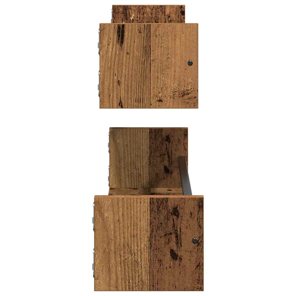 vidaXL Ράφι Τοίχου Επιτοίχιο 2 pcs Παλιό ξύλο 80 x 16 x 14 cm