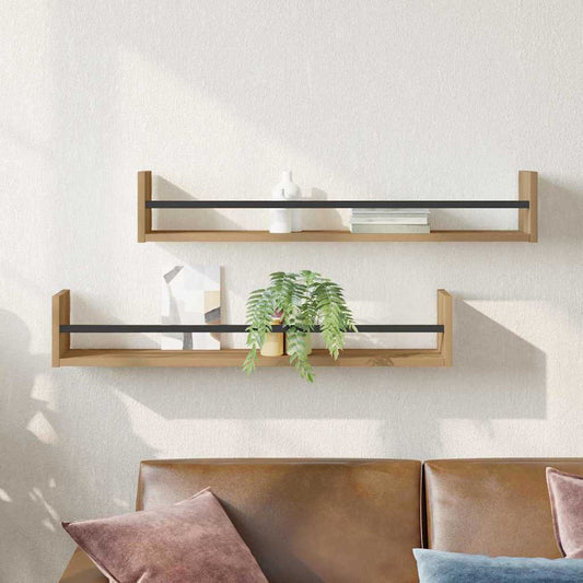 vidaXL Ράφι Τοίχου Επιτοίχιο 2 pcs Artisan Oak 80 x 16 x 14 cm