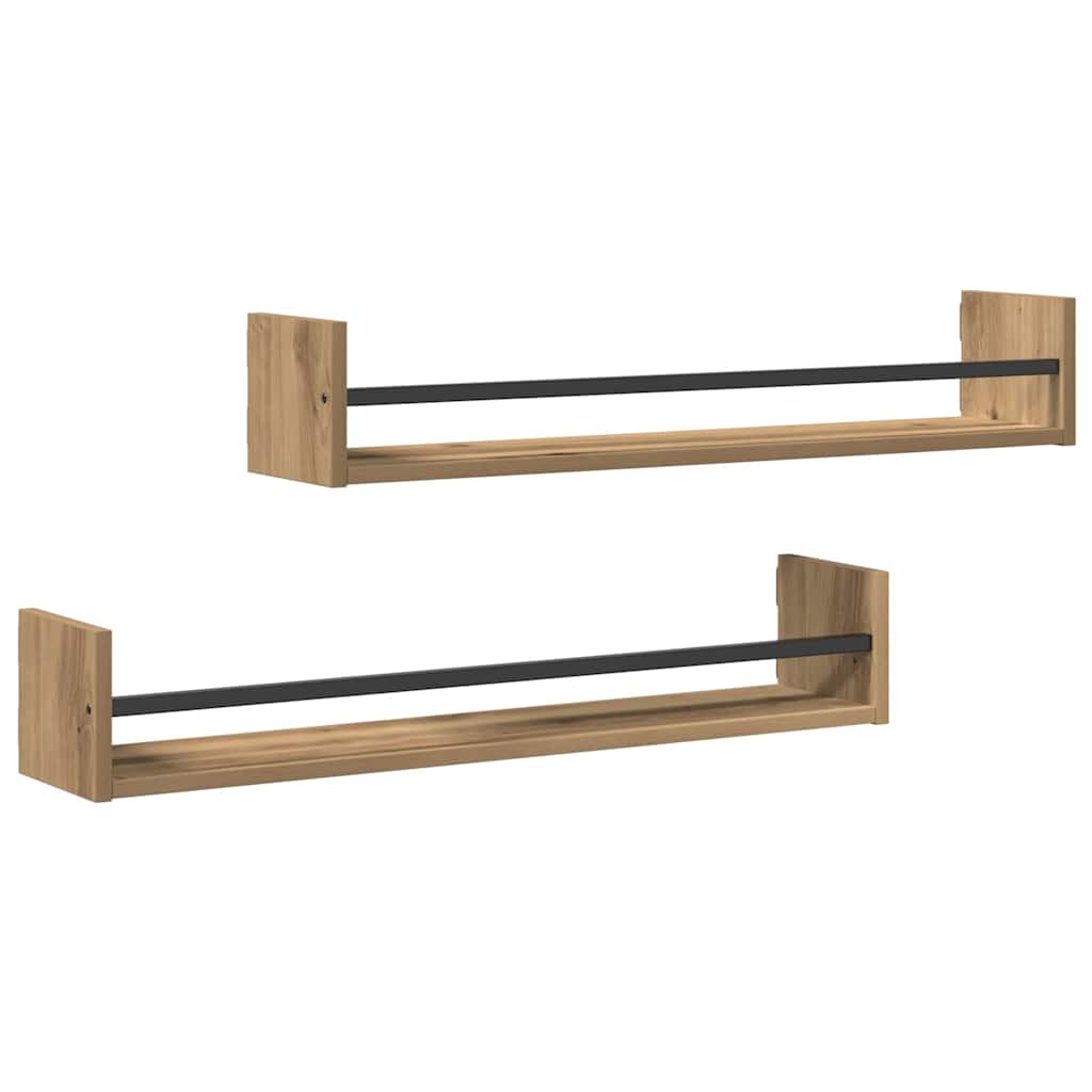 vidaXL Ράφι Τοίχου Επιτοίχιο 2 pcs Artisan Oak 80 x 16 x 14 cm