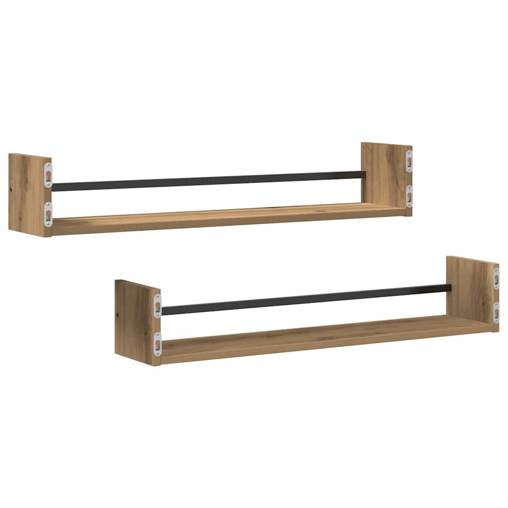vidaXL Ράφι Τοίχου Επιτοίχιο 2 pcs Artisan Oak 80 x 16 x 14 cm