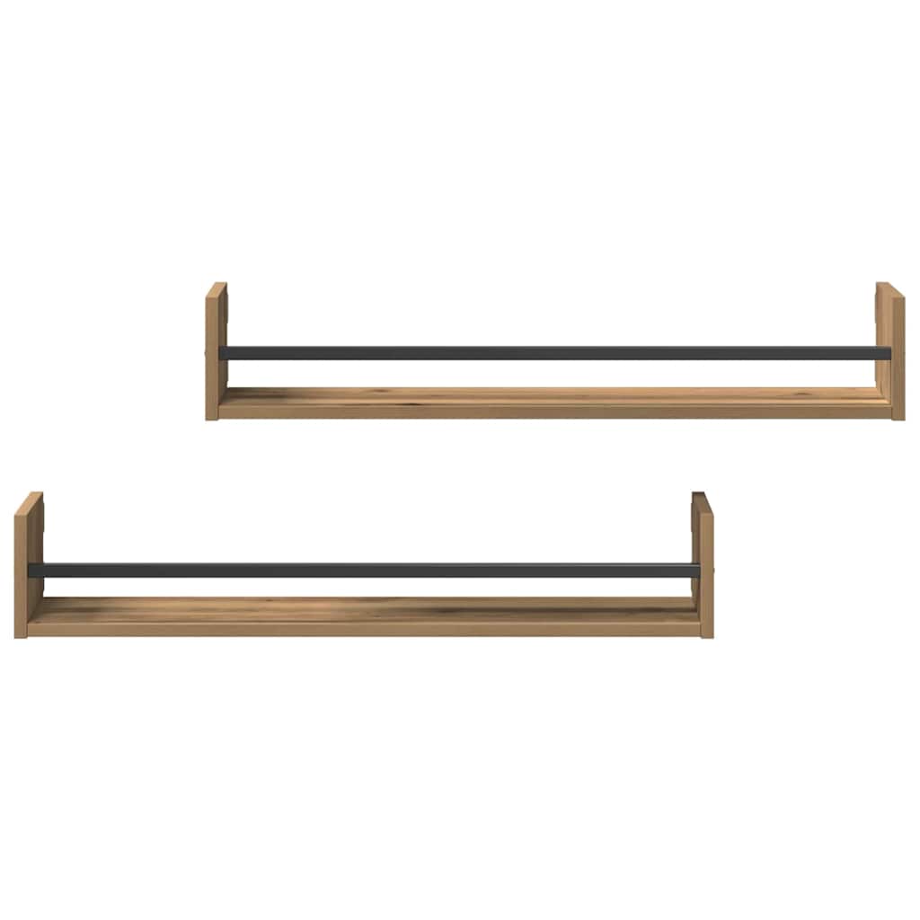 vidaXL Ράφι Τοίχου Επιτοίχιο 2 pcs Artisan Oak 80 x 16 x 14 cm
