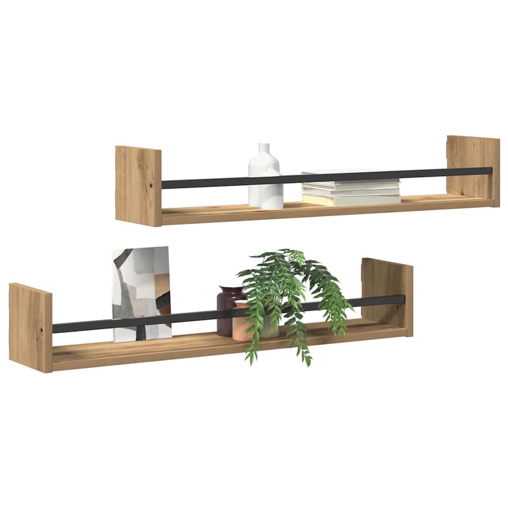 vidaXL Ράφι Τοίχου Επιτοίχιο 2 pcs Artisan Oak 80 x 16 x 14 cm