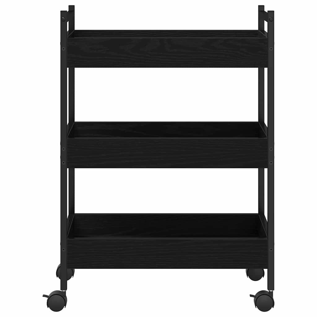 vidaXL Καρότσι Κουζίνας Μαύρη δρυς 50 x 30 x 70 εκ. Επεξεργασμένο ξύλο