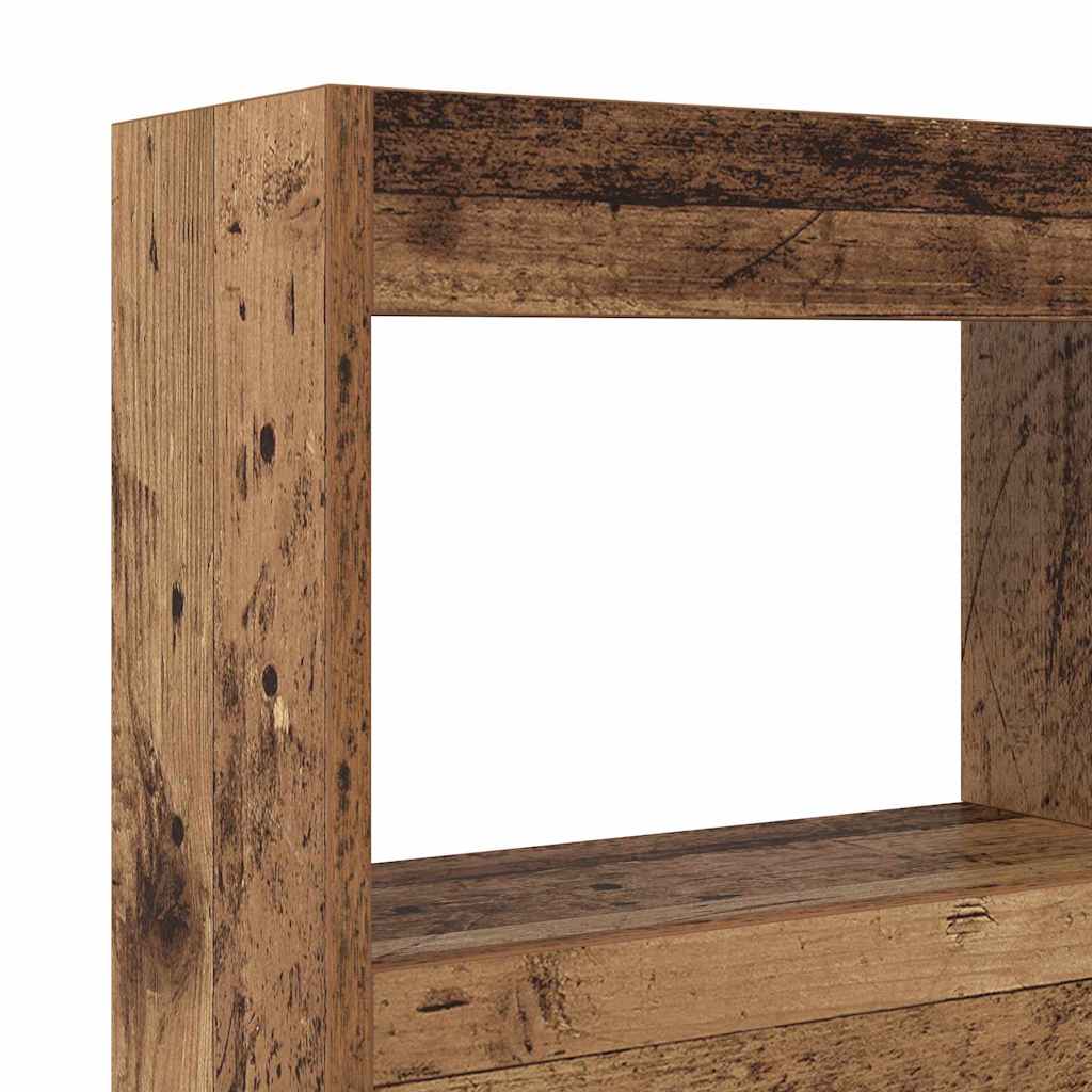 vidaXL Κεφαλάρι Ντουλάπι με LED με ράφι Παλαιό ξύλο 120 x 17 x 102 cm