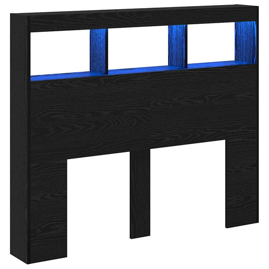 vidaXL Κεφαλάρι Ντουλάπι με LED με ράφι Μαύρη δρυς 122 x 17 x 102 εκ