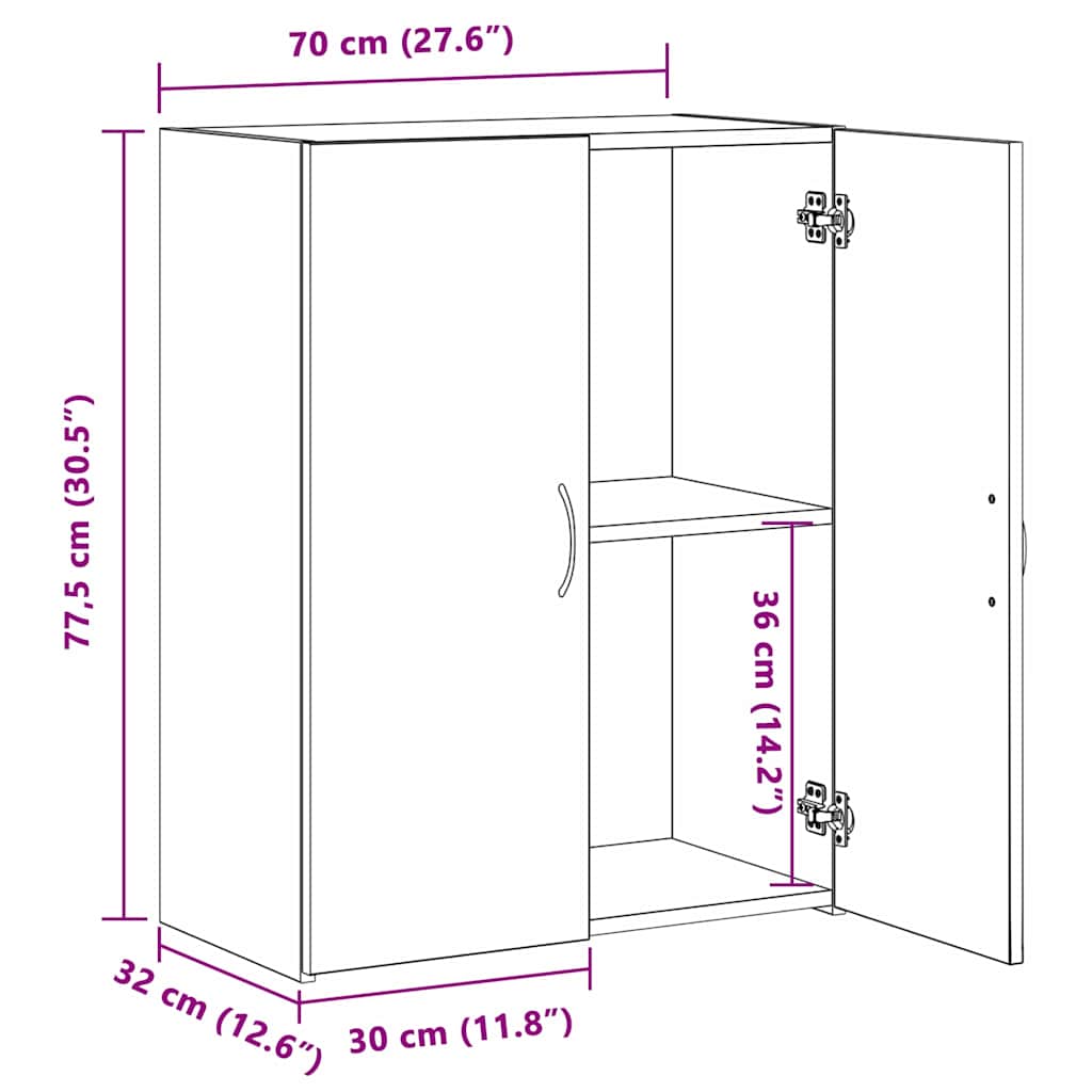 vidaXL Γραφείο Ντουλάπι Μαύρη δρυς 60 x 32 x 77.5 Επεξεργασμένο ξύλο