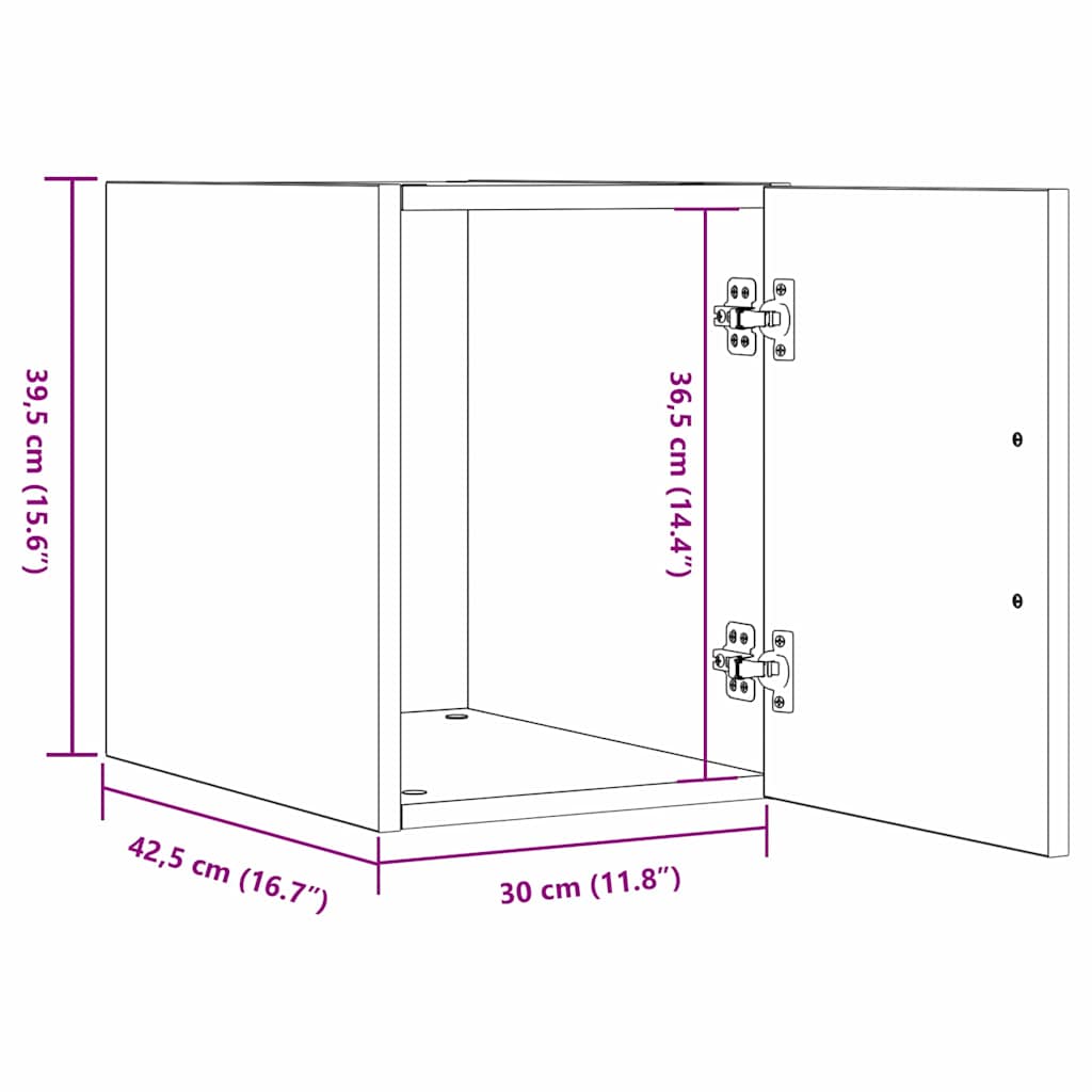 vidaXL Τοίχου Ντουλάπα Επιτοίχιο Παλιό ξύλο 30 x 42.5 x 39.5 εκ